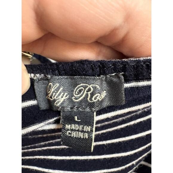 Lily Rose Navy Striped Sleeveless Dress Size L - Picture 3 of 3